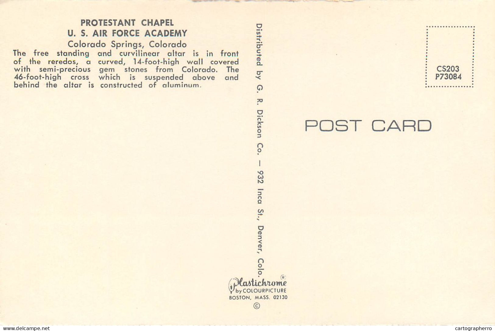 Postcard United States > CO - Colorado > Colorado Springs Protestant Chapel US Air Force Academy - Colorado Springs