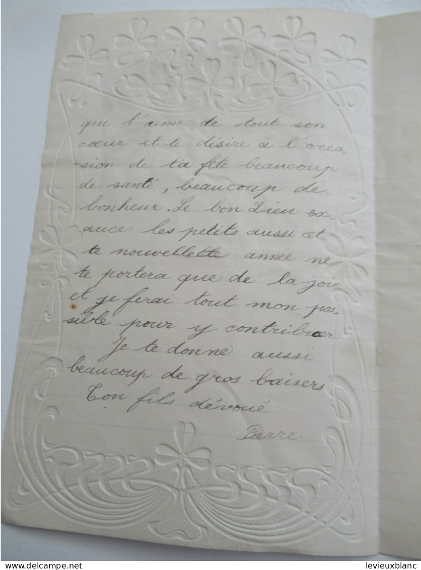 Lettre De Nouvel An Avec Chromo/"Mon Petit Père Chéri "/Ton Fils Dévoué Pierre/ 1904    CVE208 - Nouvel An