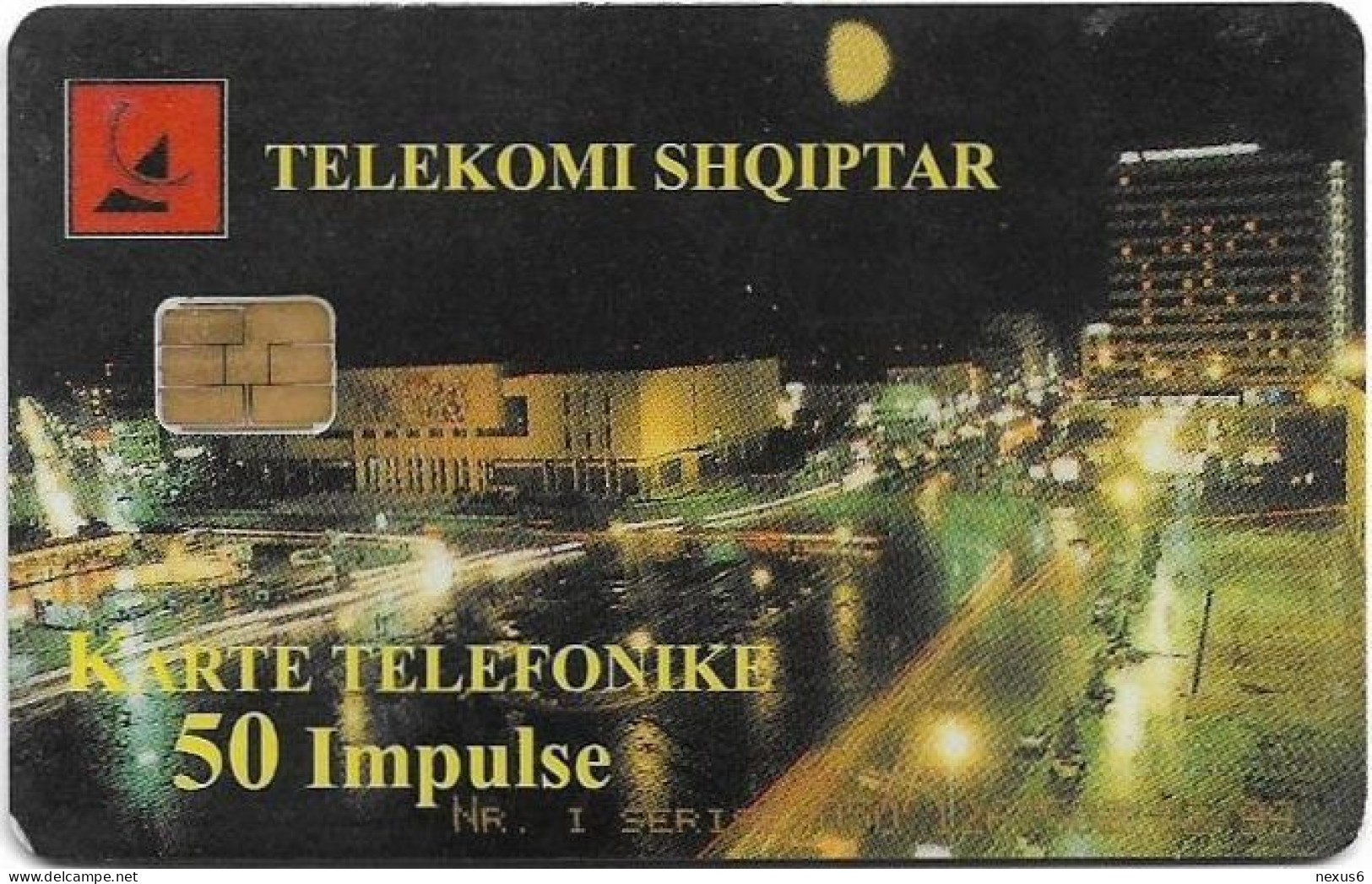 Albania - Albtelecom - Tirana By Night (Yellow Text) - ALB-24B, 02.1999, 50Units, 180.000ex, Used - Albanien