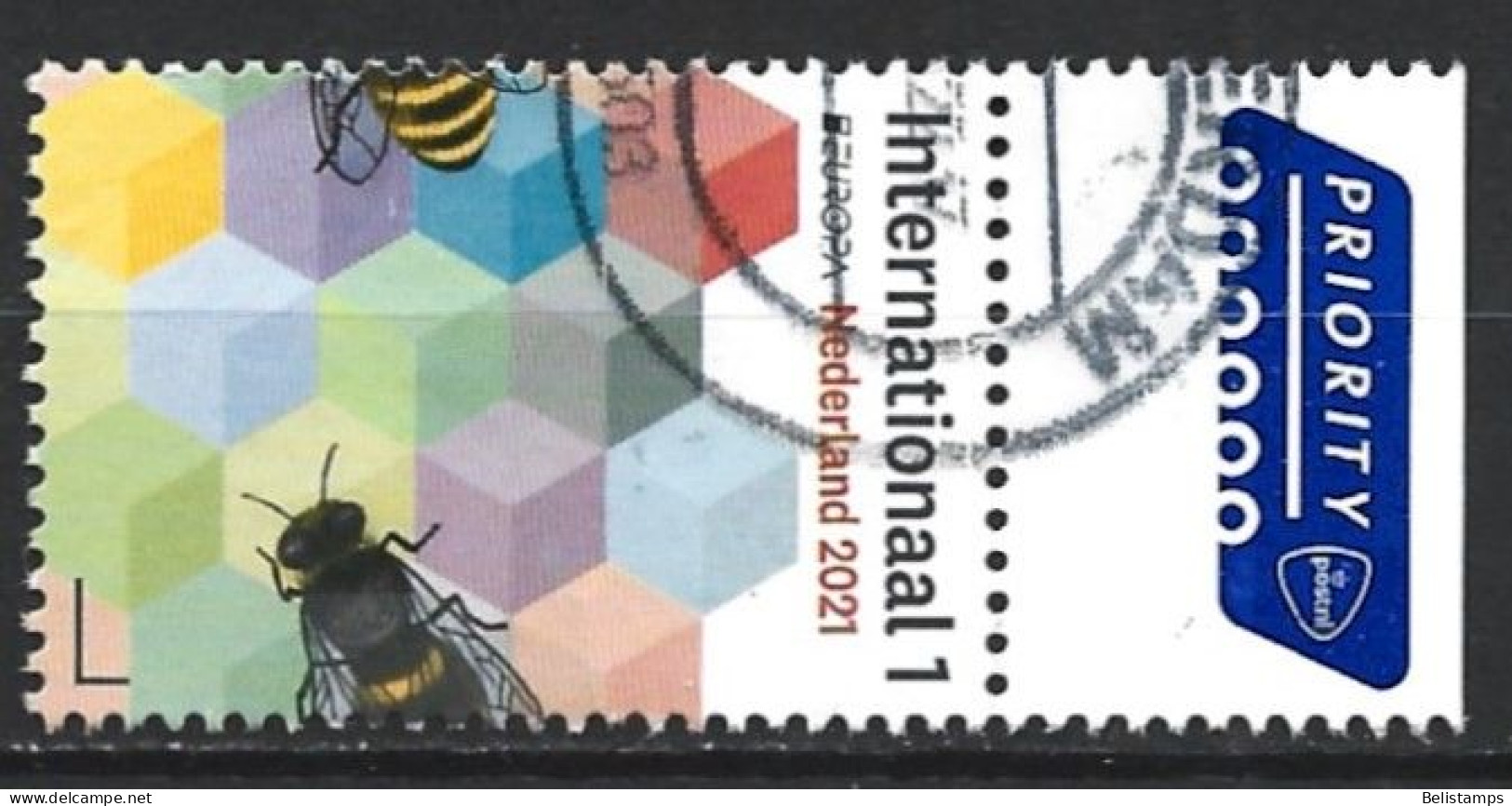 Netherlands 2021. Scott #1628b (U) Endangered Animals, Bees And Hexagons - Used Stamps