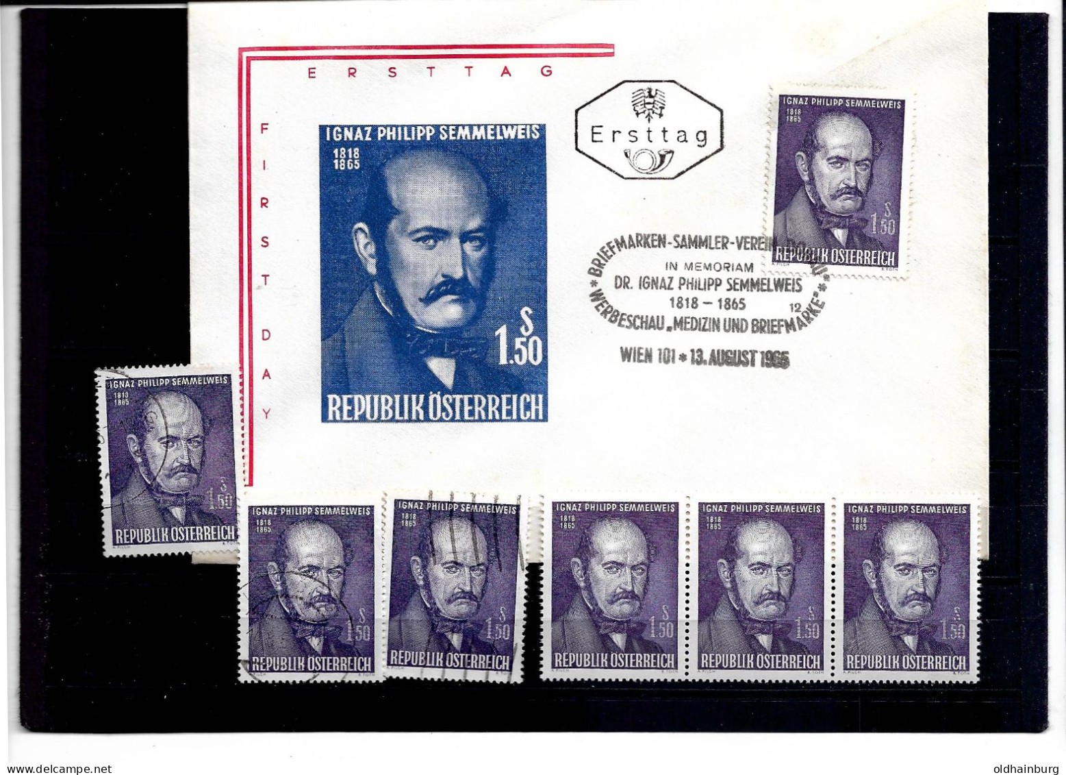 2303k: Österreich 1965, Dr. Ignaz Semmelweis 6 Stück **/o Plus FDC - Pharmacy