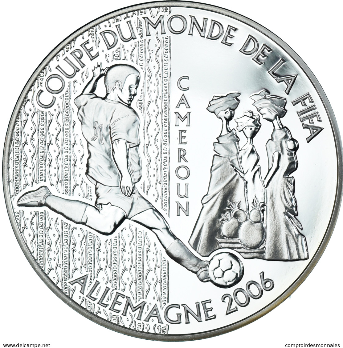 Monnaie, Cameroun, 1000 Francs, 2004, Allemagne 2006.BE, FDC, Argent - Kameroen