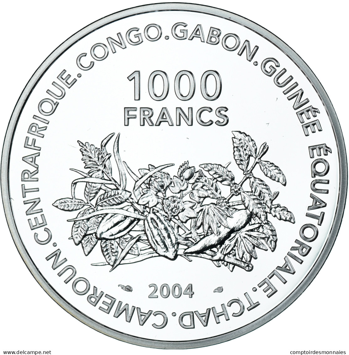 Monnaie, Cameroun, 1000 Francs, 2004, Allemagne 2006.BE, FDC, Argent - Camerun