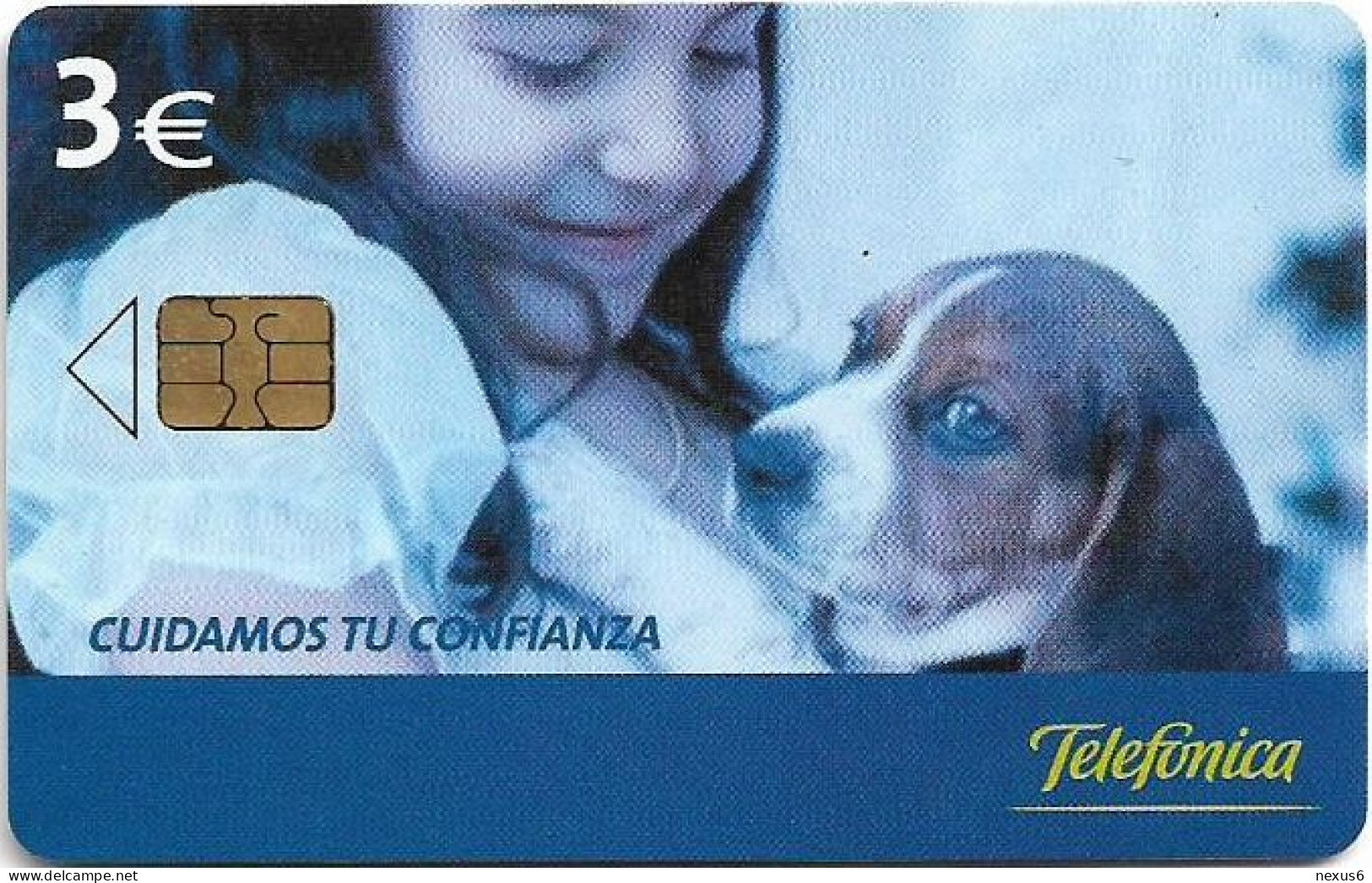 Spain - Telefónica - Cuidamos Tu Confianza - Girl With Dog - P-553 - 09.2004, 3€, 5.500ex, Used - Privatausgaben