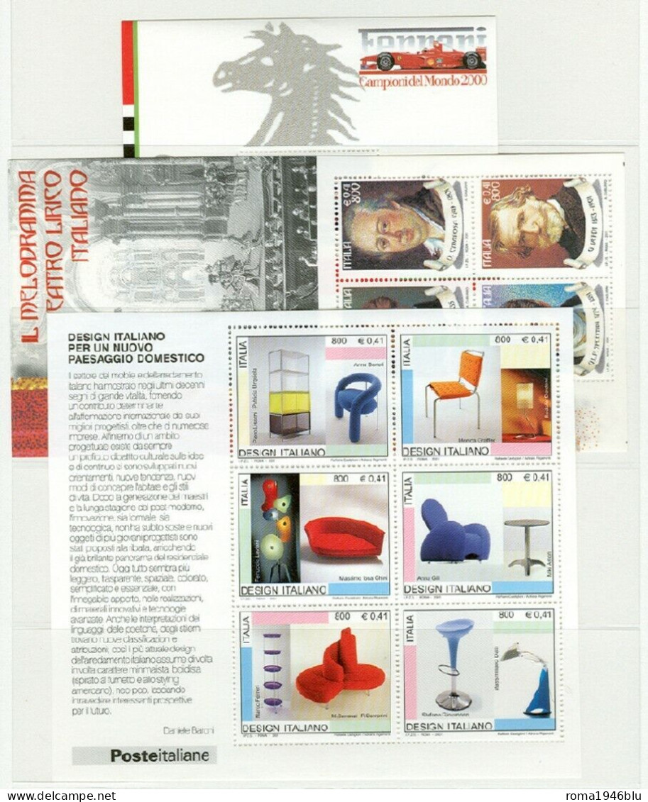 REPUBBLICA 2001 ANNATA CPL. + 4 BF + 1 LIB ** MNH - 1991-00: Ungebraucht