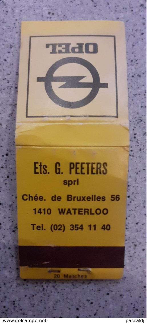 Ancienne Pochette Allumettes - Garage OPEL - Ets. G. PEETERS - Waterloo - Ch. De Bruxelles, 56  - (D1) - Boites D'allumettes