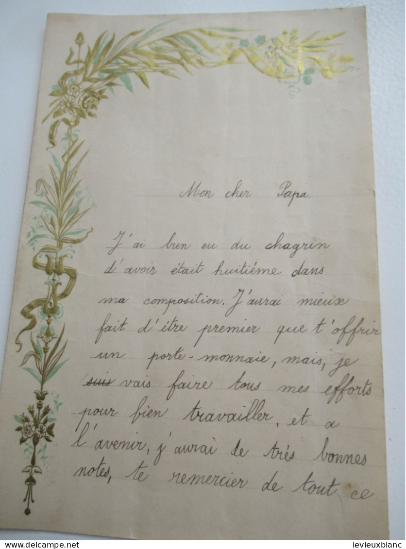 Lettre D'excuse De Ne Pas Avoir été Premier/"Mon Cher Papa "/Ton Fils Pierre/ 1903   CVE209 - Sonstige & Ohne Zuordnung