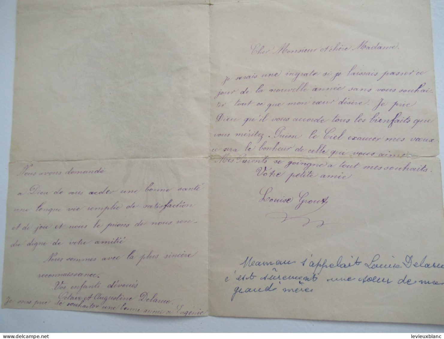 Lettre De Nouvelle  Année Avec Chromo/"Chers Parents  "/Octave & Augustine  Delarue/ Vers 1902             CVE210 - Nieuwjaar