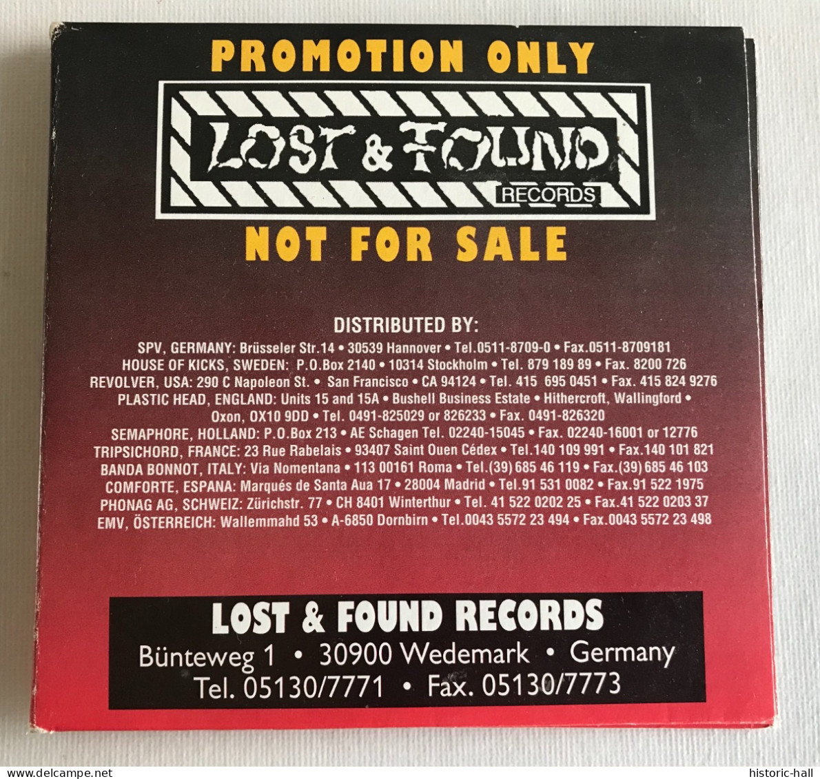 LOST & FOUND RECORDS - V/a - CD PROMO - 1995 - XXX HARDCORE XXXX - Punk