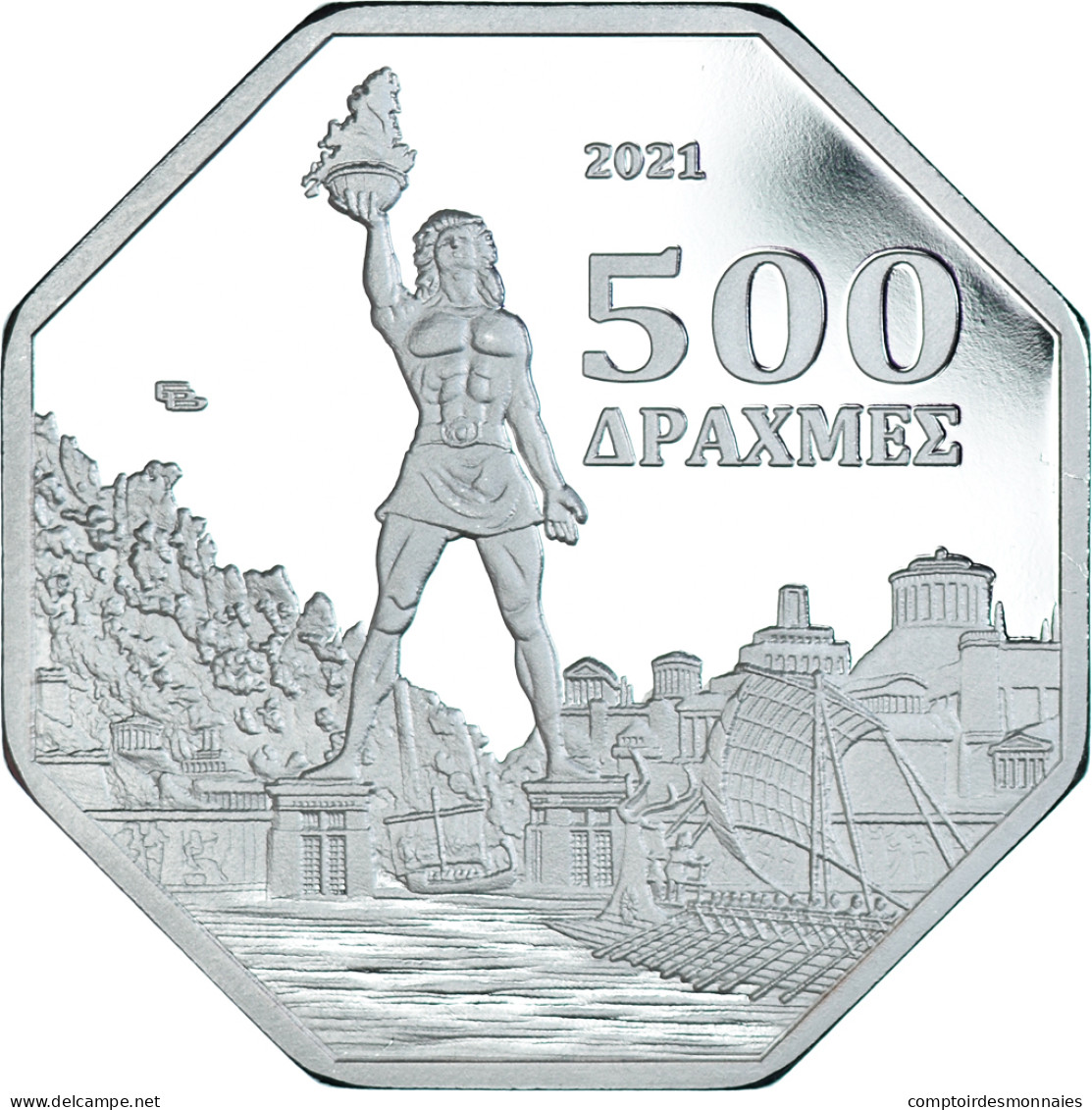 Monnaie, Grèce, 500 Drachmes, 2021, Colosse De Rhodes.BE, FDC, Cupronickel - Grèce