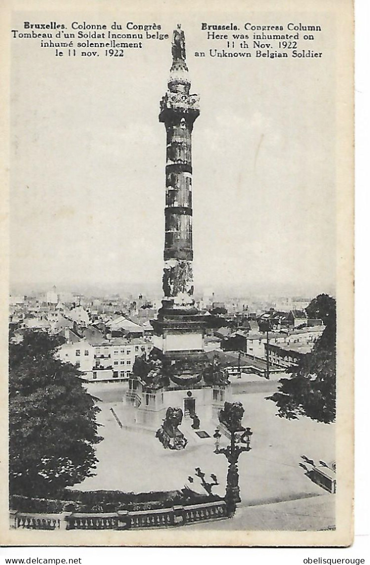 BRUXELLES COLONNE DU CONGRES TOMBEAU SOLDAT INCONNU BELGE   1922 - Märkte