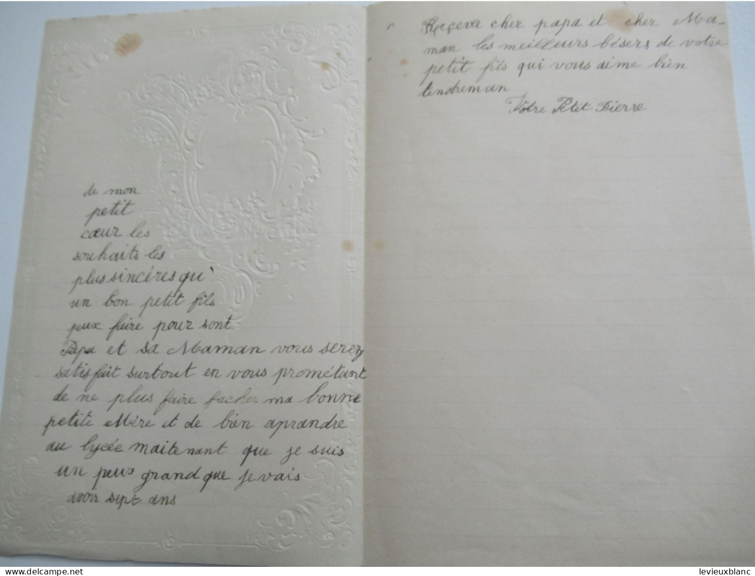 Lettre De Nouvelle  Année Avec Chromo/"Mon Cher Papa , Ma Chère Maman"/Votre Petit Pierre/ 1902     CVE212 - Año Nuevo