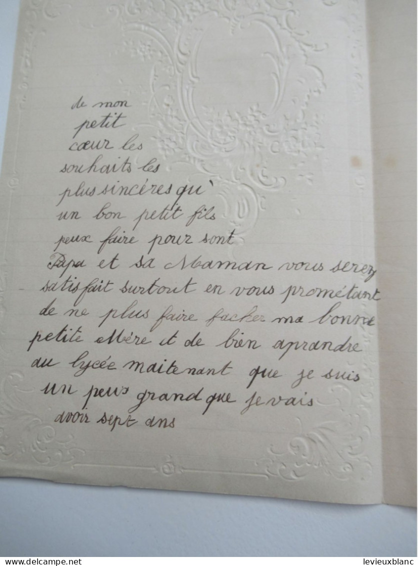 Lettre De Nouvelle  Année Avec Chromo/"Mon Cher Papa , Ma Chère Maman"/Votre Petit Pierre/ 1902     CVE212 - Año Nuevo