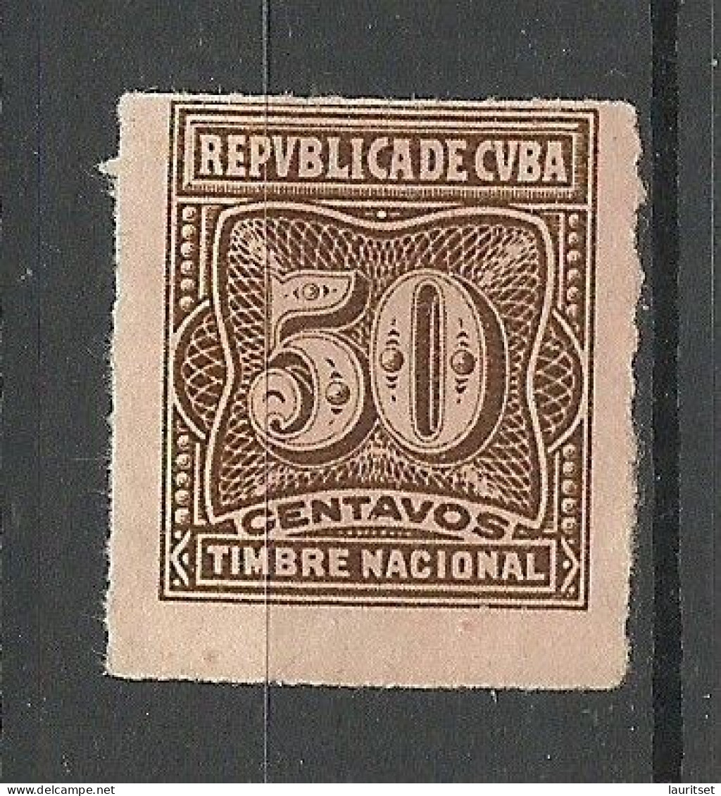 KUBA Cuba Revenue Tax Steuermarke Postage Due 50 Cts. (*) - Timbres-taxe