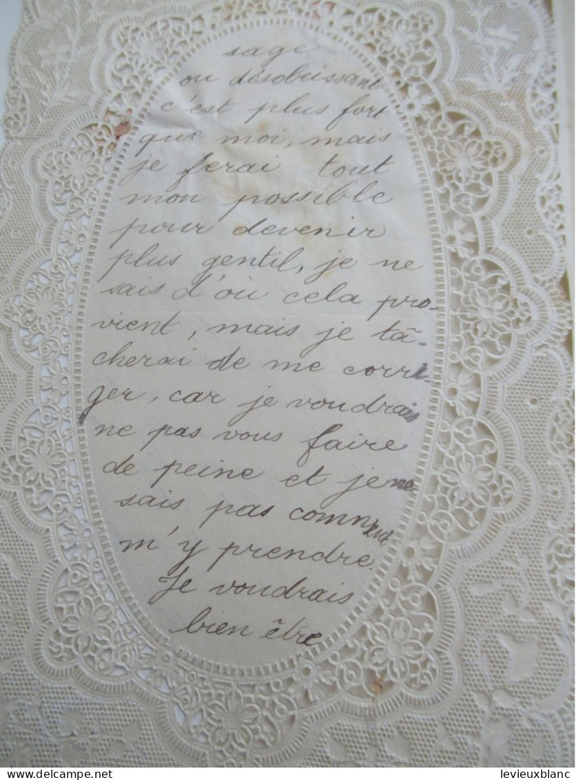 Lettre De Bonne Fête Avec Chromo/"Mon Cher Papa/Ton Petit Fils Pierre/ Vers 1900-1905            CVE214 - Andere & Zonder Classificatie