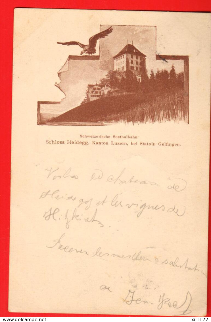 MON-09 SELTEN Schloss Heidegg Bei Station Gelfingen. Seethalbahn Pionier. Gelaufen HITZKIRCH HIZJIRCH 1898 - Hitzkirch