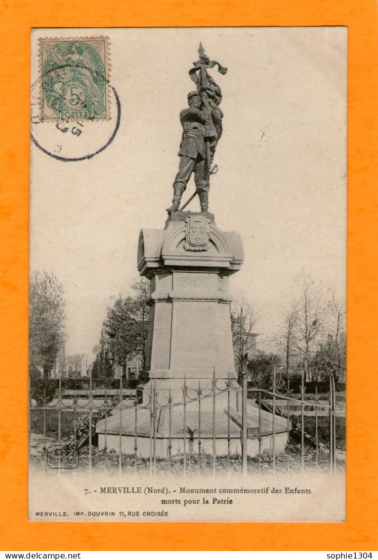 MERVILLE - Monument Commémoratif Des Enfants Morts Pour La Patrie - 1905 - - Merville