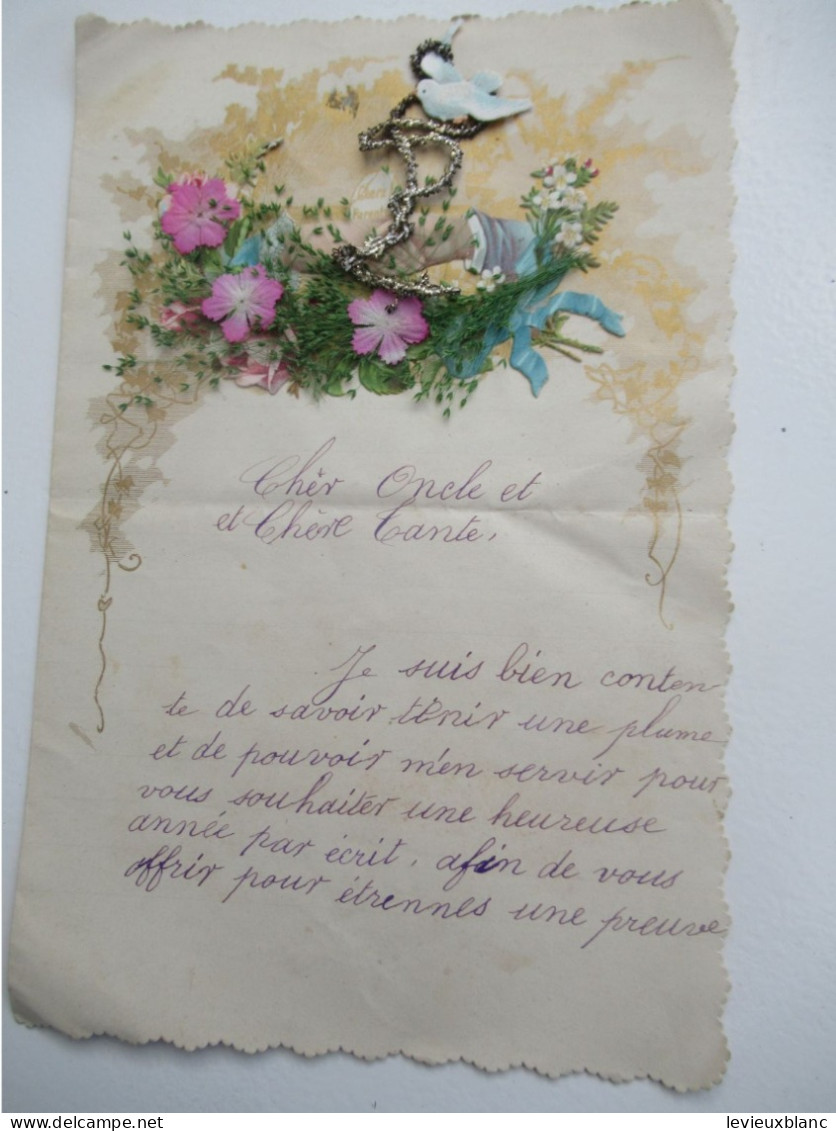 Lettre De Bonne Année  Avec Chromo/"Cher Oncle & Cher Tante"/Henriette Grout/Brionne1896           CVE216 - Año Nuevo