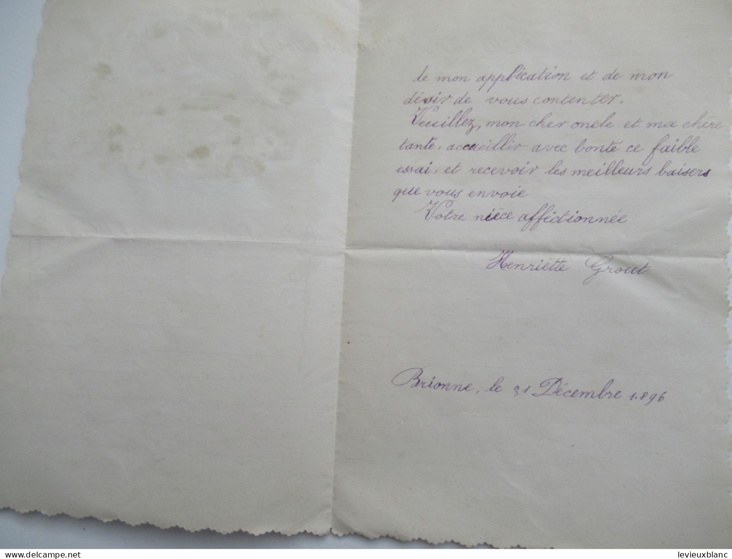 Lettre De Bonne Année  Avec Chromo/"Cher Oncle & Cher Tante"/Henriette Grout/Brionne1896           CVE216 - New Year