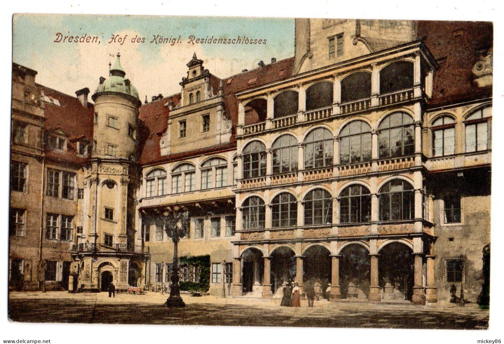 Allemagne -- DRESDEN--1906--Hof Des Koenigl -Residenzschlosses (petite Animation).colorisée...timbre...cachet - Dresden
