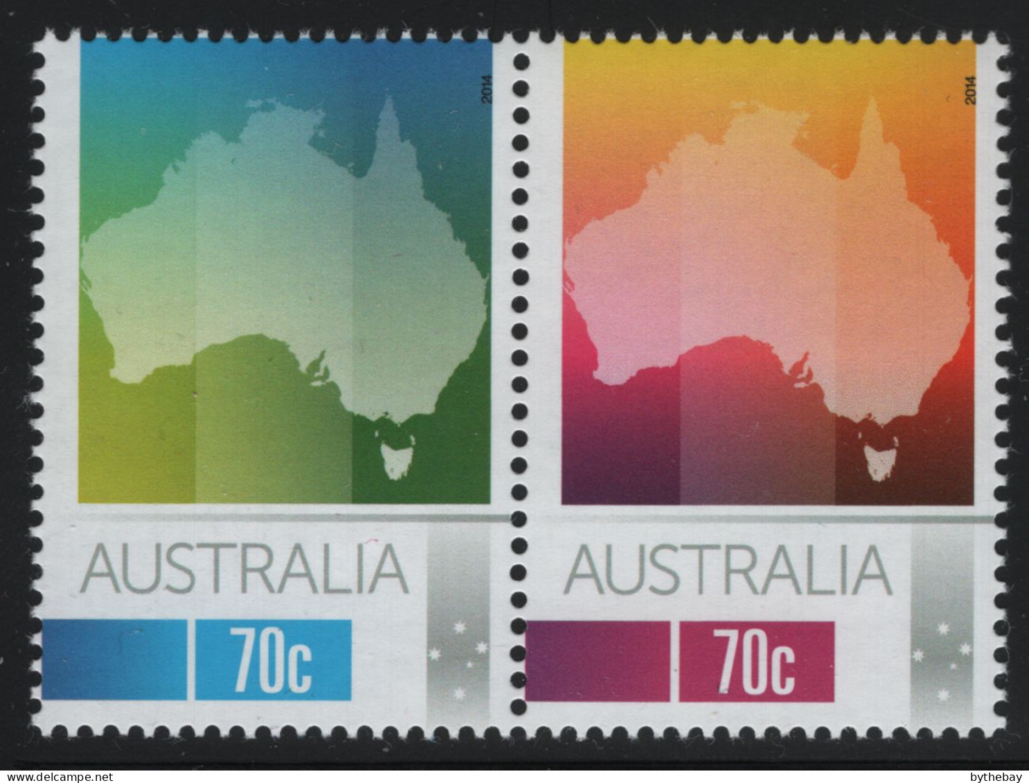 Australia 2014 MNH Sc 4074a 70c Map Of Australia Pair - Mint Stamps