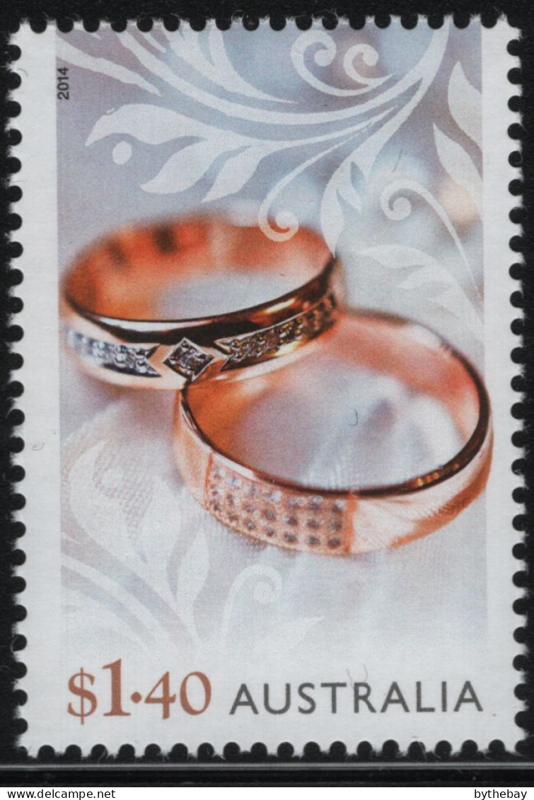 Australia 2014 MNH Sc 4082 $1.40 Diamond Gold Wedding Rings - Mint Stamps