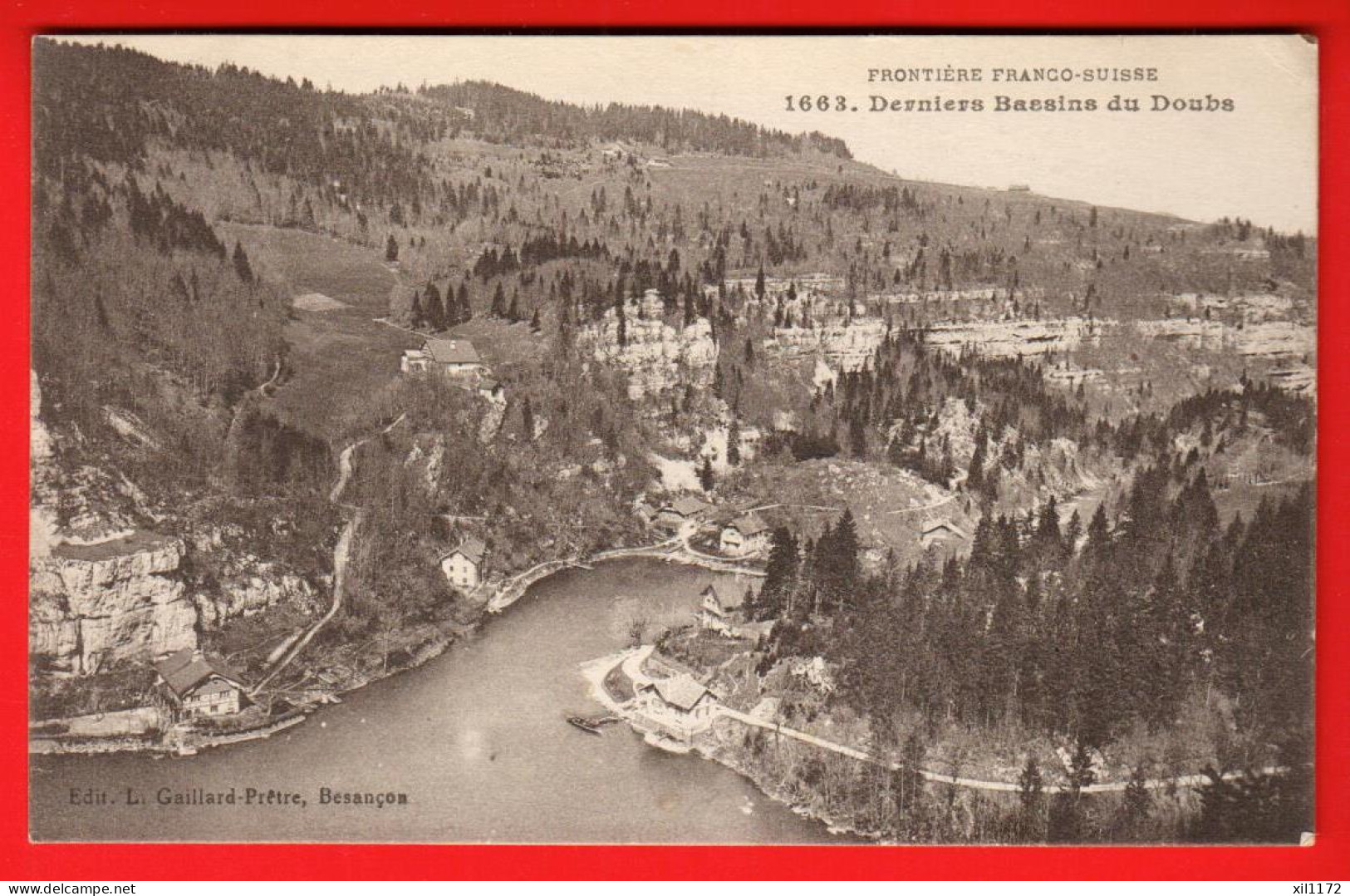 MON-29 Derniers Bassins Du Doubs. Frontière Franco-Suisse.  Gaillard-Prêtre , Circ. Sous Enveloppe Avec Cachet Militaire - Autres & Non Classés