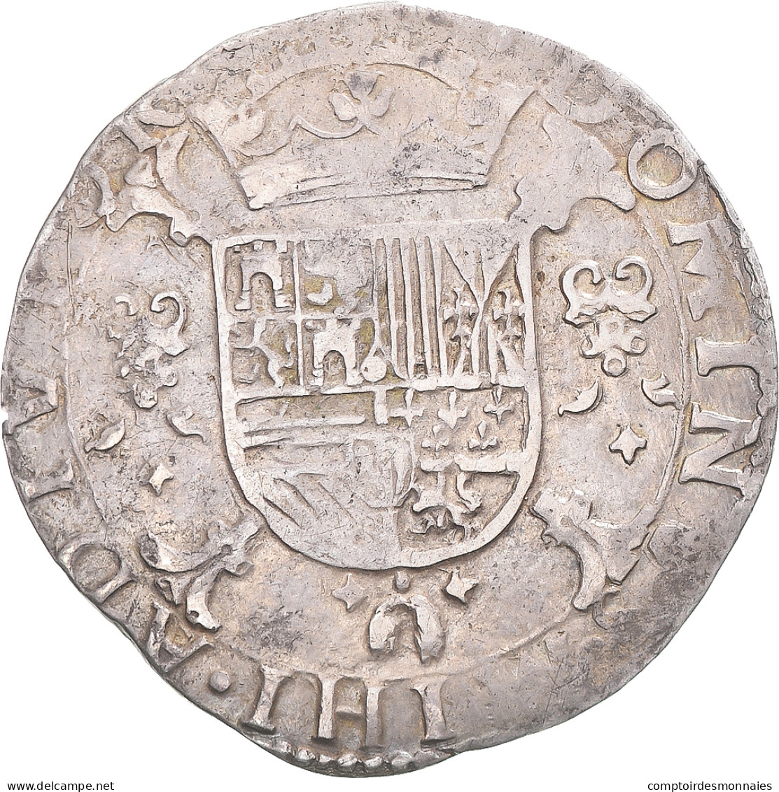 Monnaie, Pays-Bas Espagnols, Philippe II, 1/5 Ecu, 1567, Bruges, TB+, Argent - Países Bajos Españoles