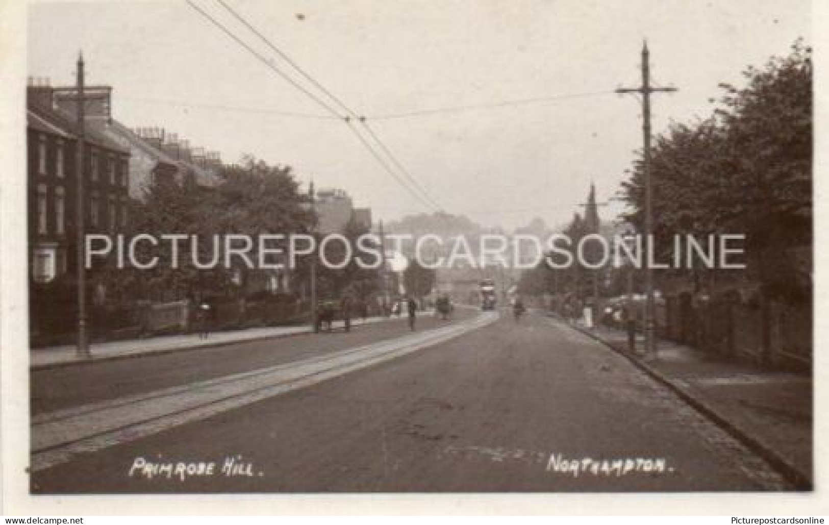 NORTHAMPTON PRIMROSE HILL OLD R/P POSTCARD NORTHAMPTONSHIRE TRAM IN DISTANCE - Northamptonshire