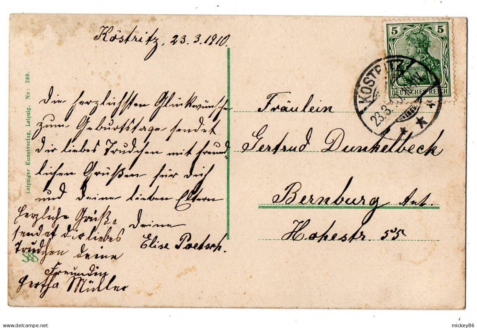 Allemagne -- GERA --1910 --Schloss Osterstein (Pont)......timbre....cachet  KOSTRITZ - Gera