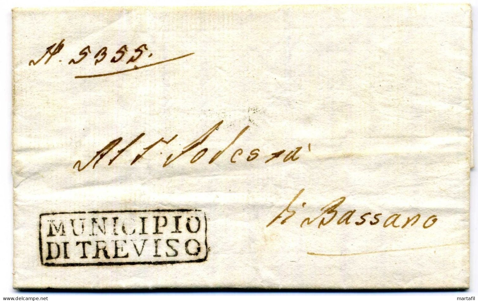 1815 Lettera Dal Municipio Di Treviso (TREVISO) Per BASSANO - ...-1850 Voorfilatelie