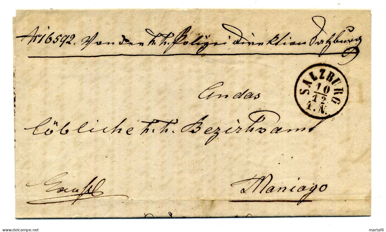 23.12.1864 Lettera Da SALZBURG K.k. Polizei Direction Per MANIAGO - Brieven En Documenten