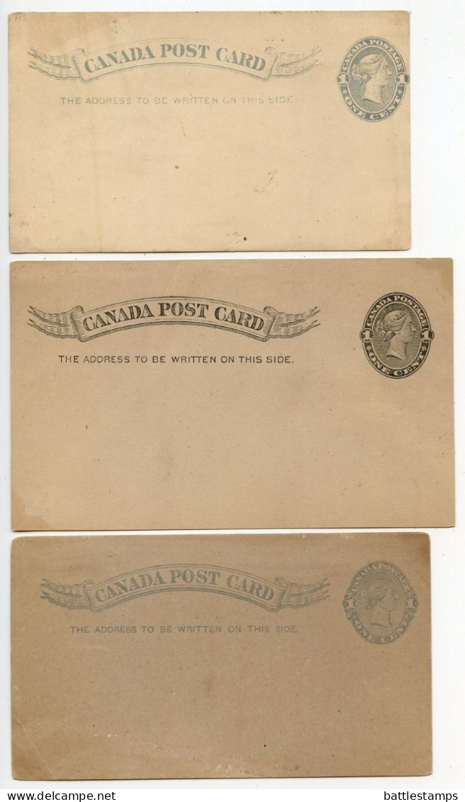 Canada 1880's-90's 3 Different Mint 1c. Queen Victoria Postal Cards - 1860-1899 Reign Of Victoria