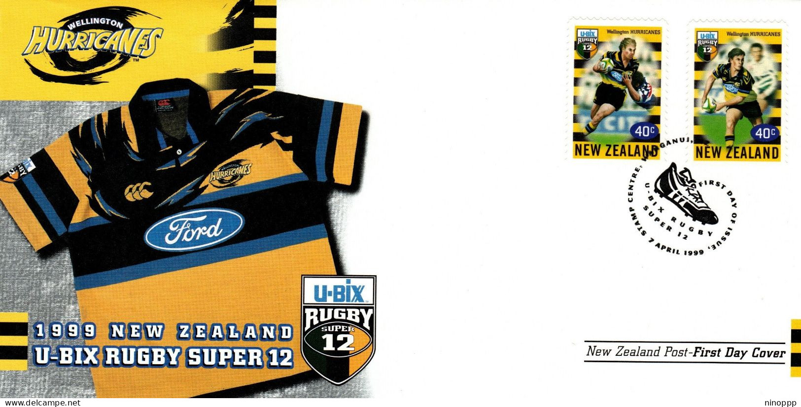 New Zealand 1999 U-Bix Rugby Super 12, Hurricanes,  First Day Cover - FDC