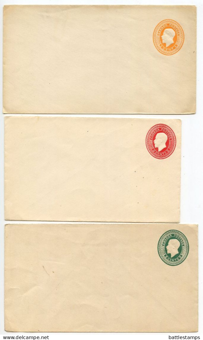 Canada 1920's 3 Different Mint Postal Envelopes - 1c. & Two 2c. King George V - 1903-1954 Könige