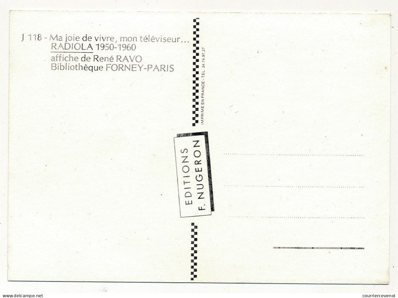 CPM - Ma Joie De Vivre, Mon Téléviseur Radiola - Reproduction D'affiche  De René Ravo 1950/60 - Ed. Nugeron - Werbepostkarten