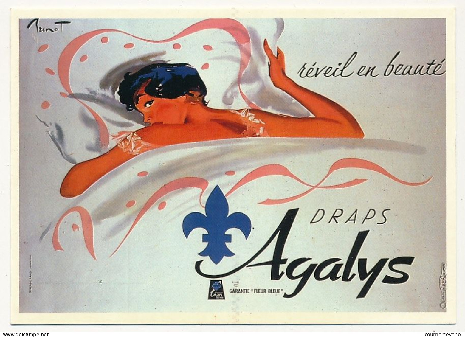 CPM - Réveil En Beauté, Draps AGALYS - Reproduction D'affiche Ancienne De Raymond Brenot 1957 - Ed. Nugeron - Publicité