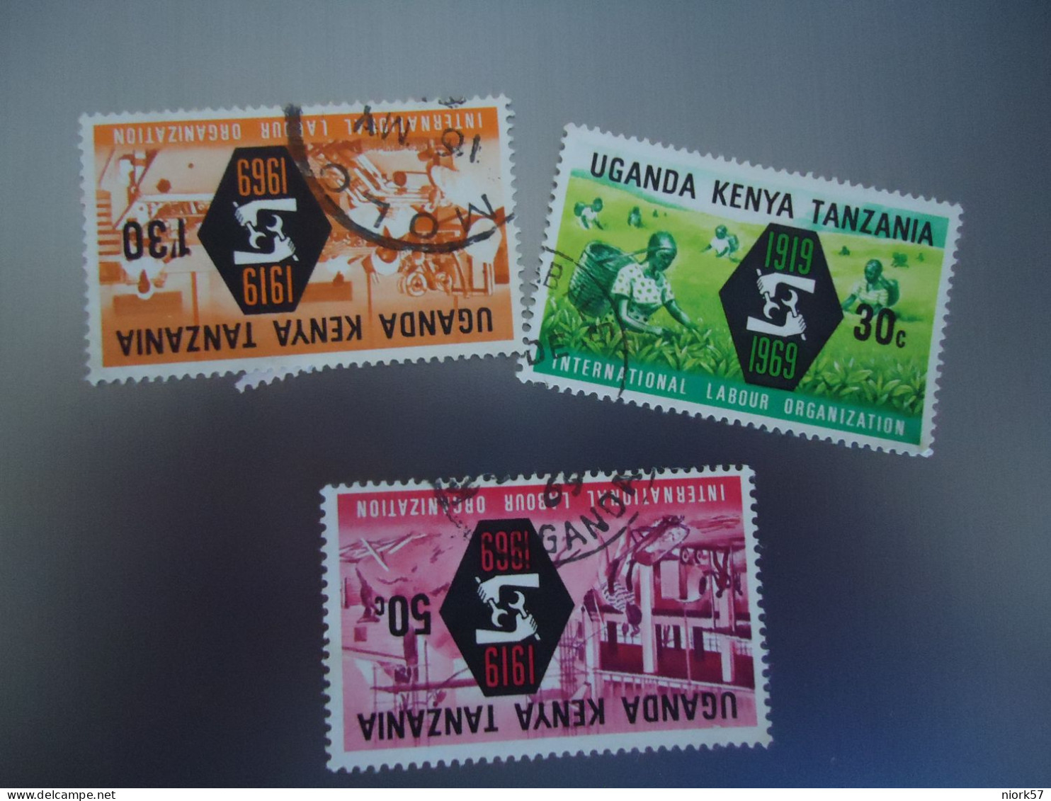 KENYA UGANDA  TANZANIA USED  STAMPS  3  ANNIVERSARIES  LABOUR    WITH POSTMARK - Kenya, Ouganda & Tanzanie