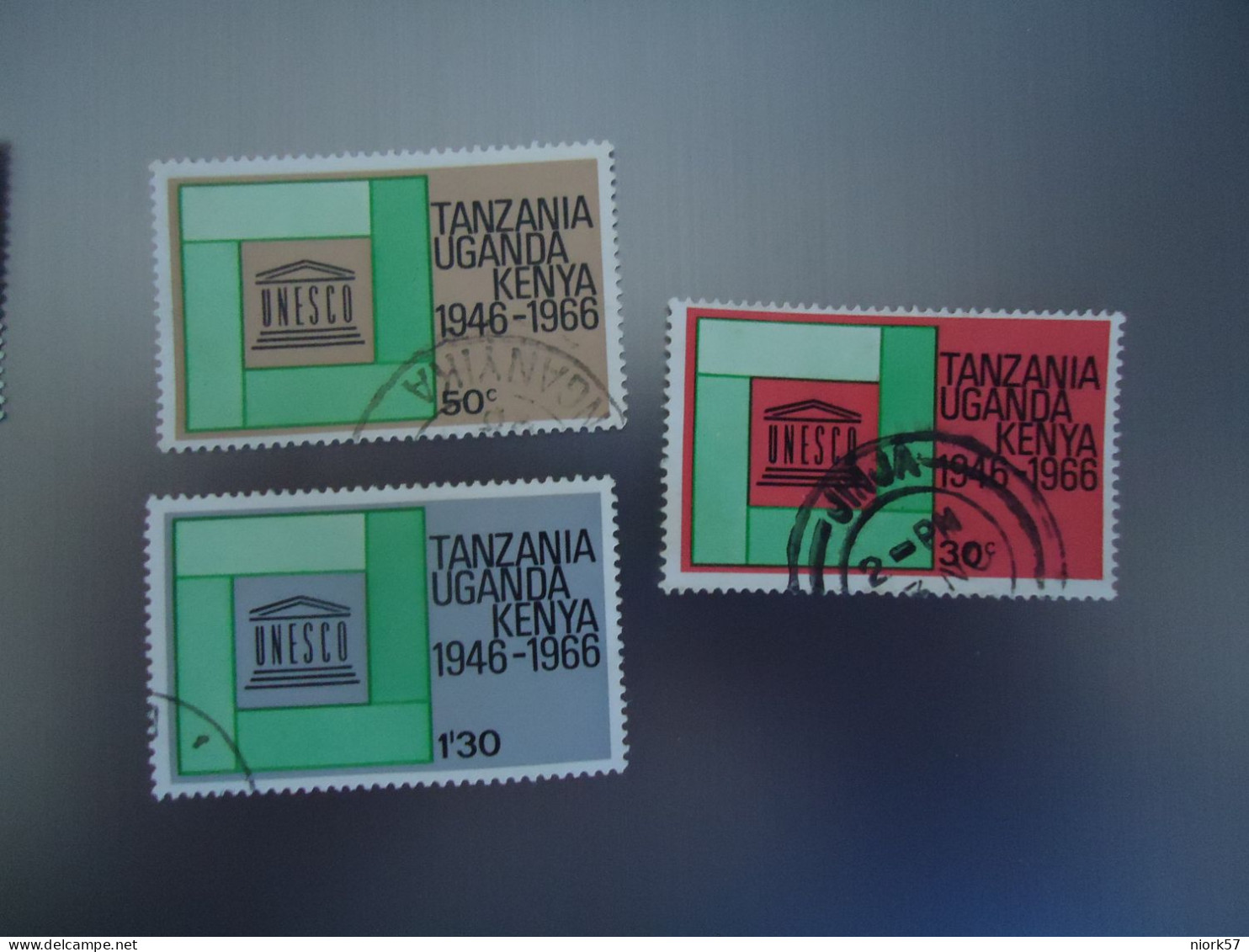 KENYA UGANDA  TANZANIA USED  STAMPS  3  ANNIVERSARIES UNESCO    WITH POSTMARK - Kenya, Ouganda & Tanzanie