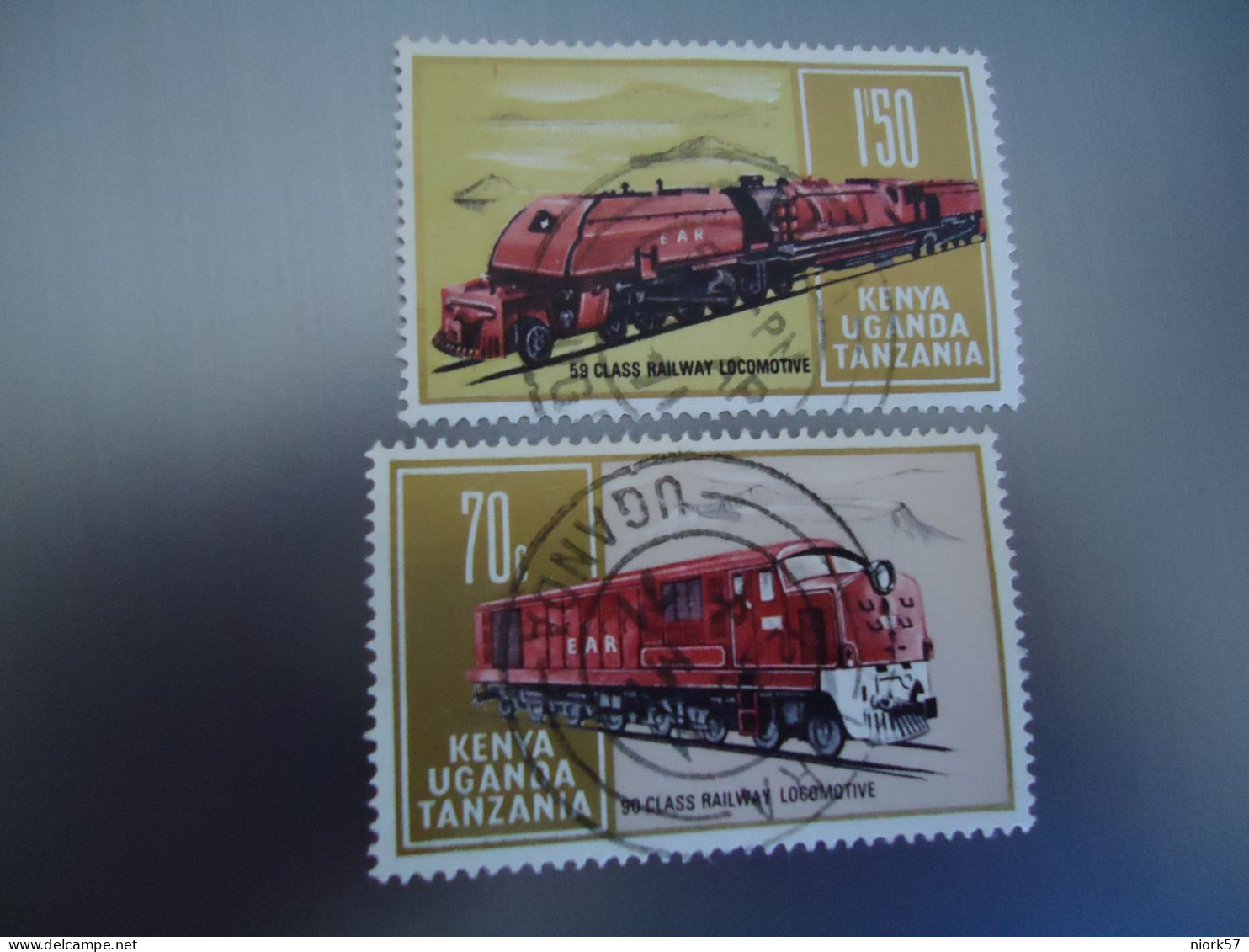 KENYA UGANDA  TANZANIA USED  STAMPS  2 TRAIN TRAINS    WITH POSTMARK - Kenya, Uganda & Tanzania