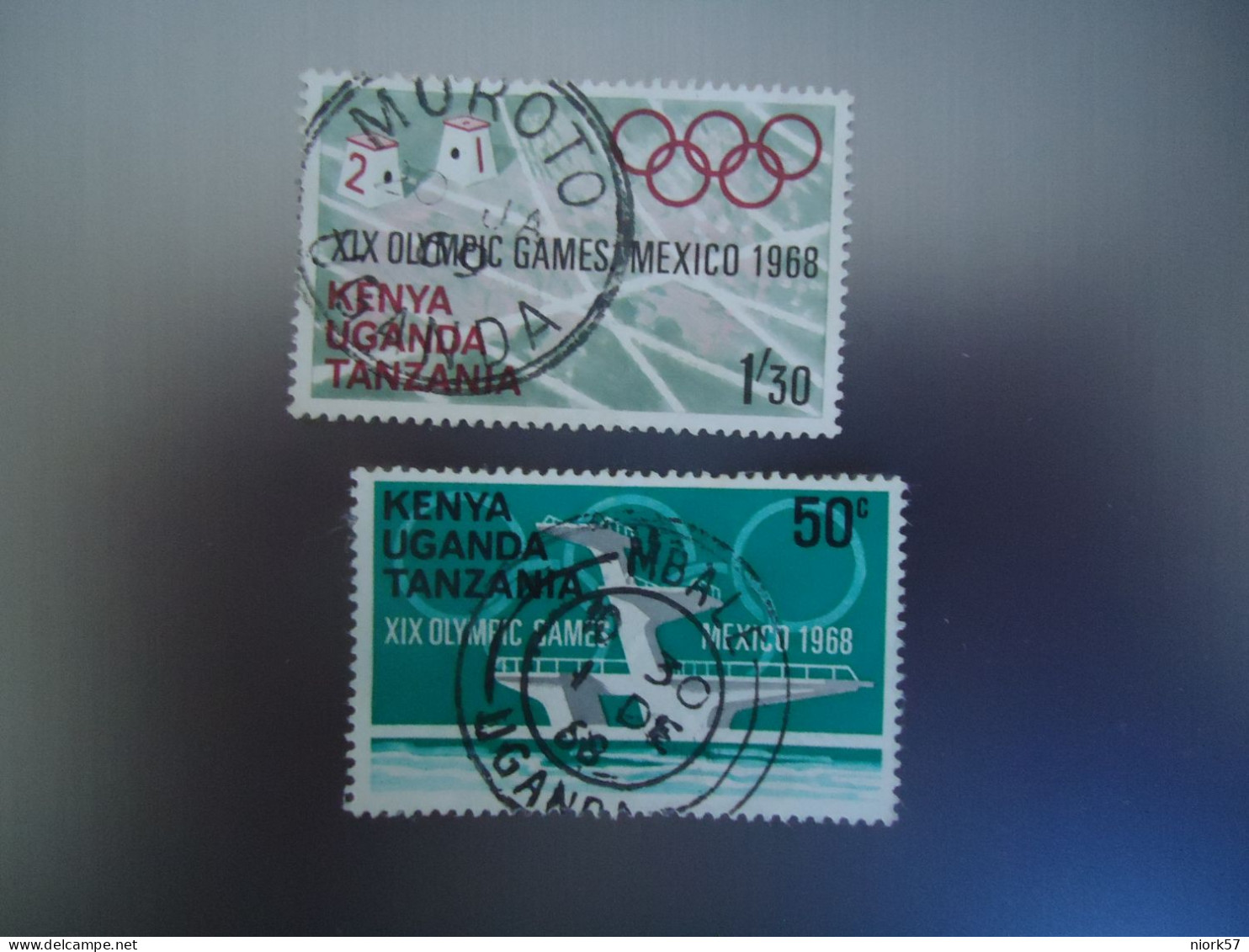 KENYA UGANDA  TANZANIA USED  STAMPS 2  OLYMPIC GAMES  MEXICO 1968   WITH POSTMARK - Kenya, Uganda & Tanzania