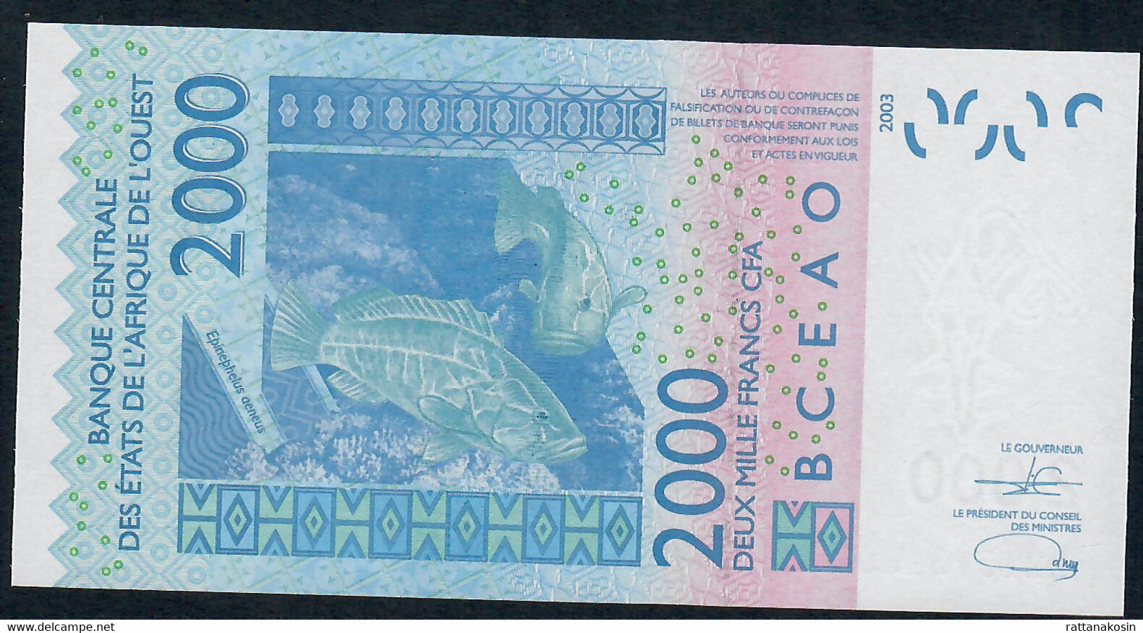 W.A.S. BURKINA FASO P316Cv 2000 FRANCS (20)22 Signature 45   2022       UNC. - West African States