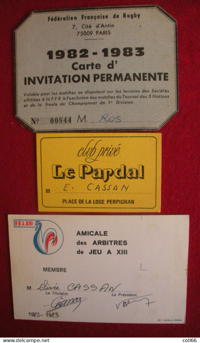 Lot Rugby à XIII Arbitre National & Honoraire Elie Cassan Fédération Française De Jeu à Treize & Divers - Rugby