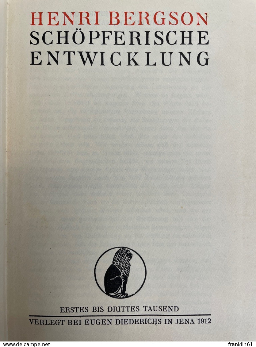 Henri Bergson : Schöpferische Entwicklung. - Filosofie