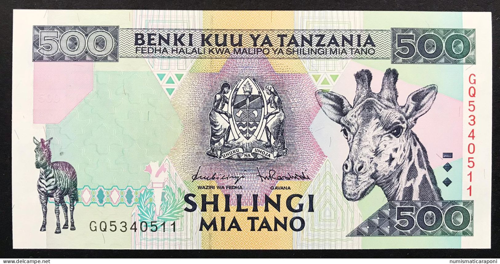 TANZANIA 500 SHILINGI Giraffa  LOTTO.4505 - Tansania