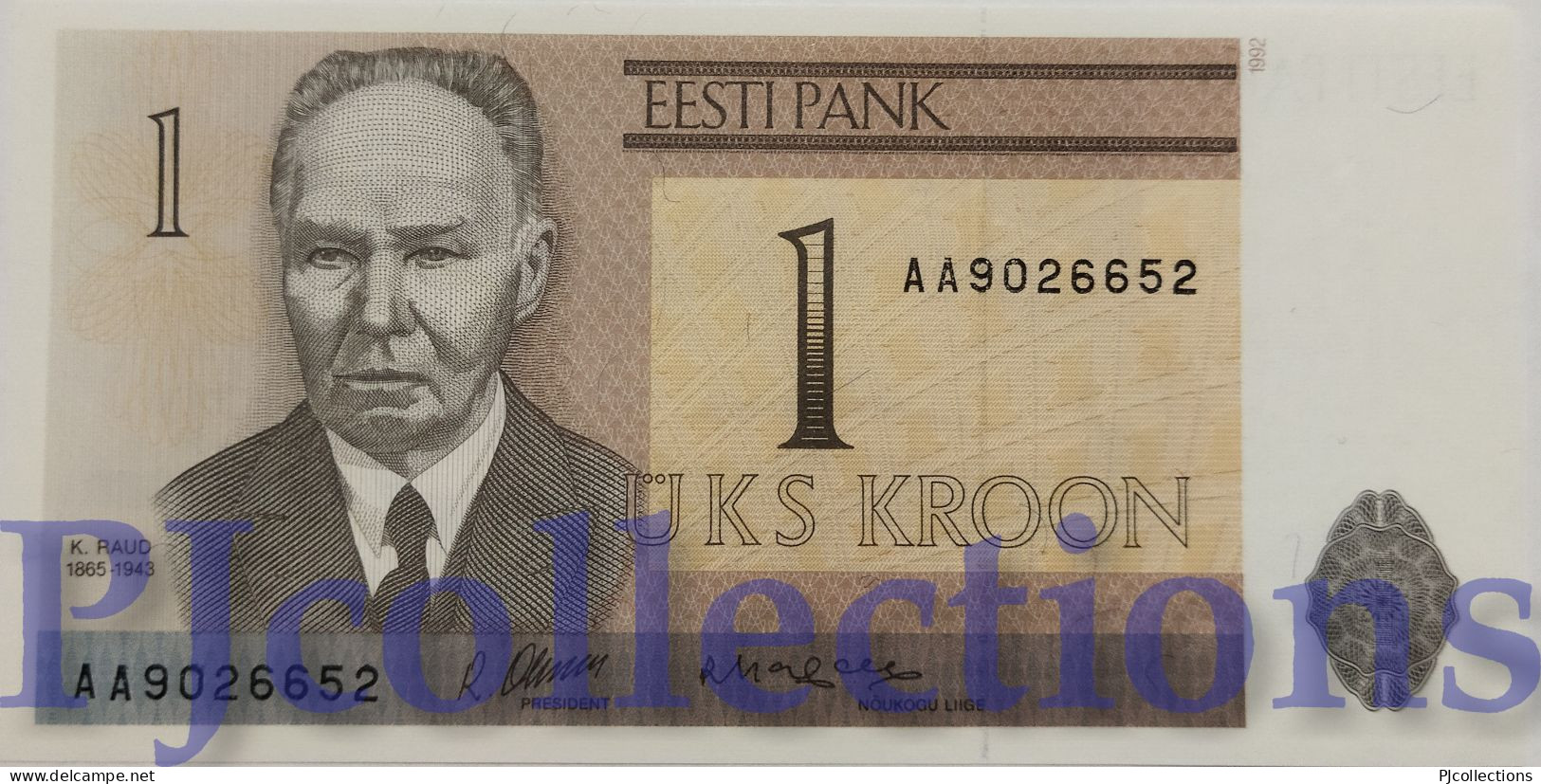 ESTONIA 1 KROON 1992 PICK 69a UNC PREFIX "AA" - Estonia