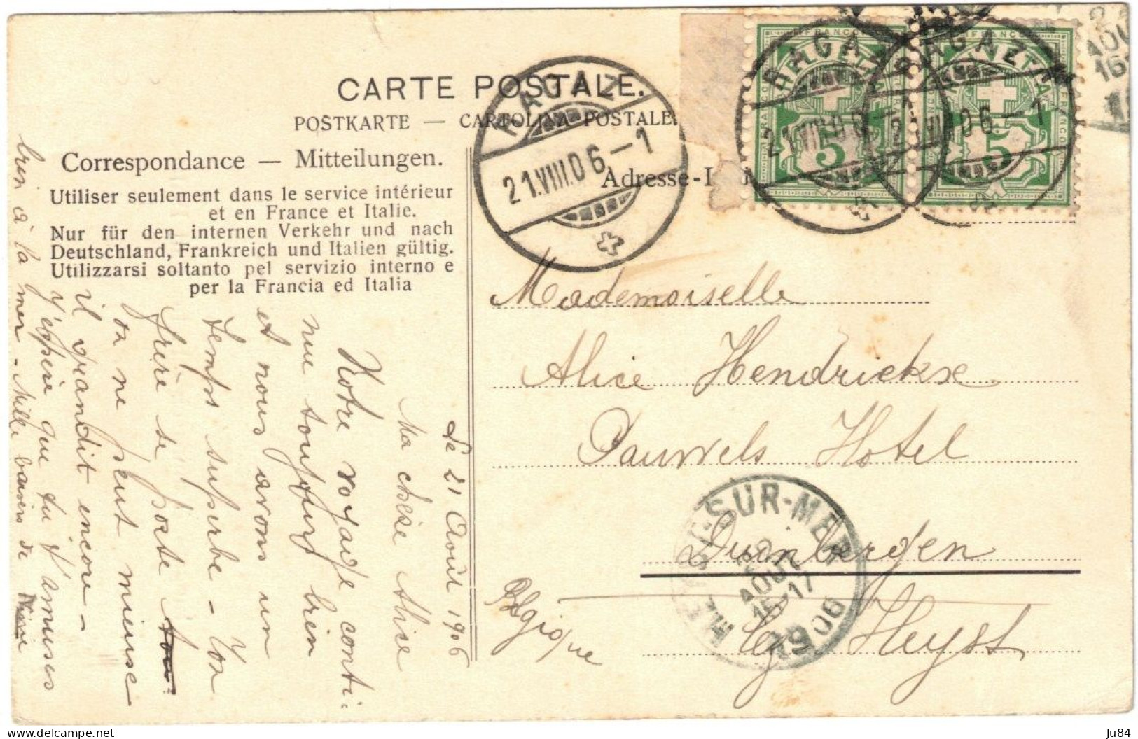 Suisse - St Gall - Ragaz - Eingang Der Taminaschlucht Bei Bad Pfäfers - Carte Postale Pour La Belgique - 1906 - Pfäfers