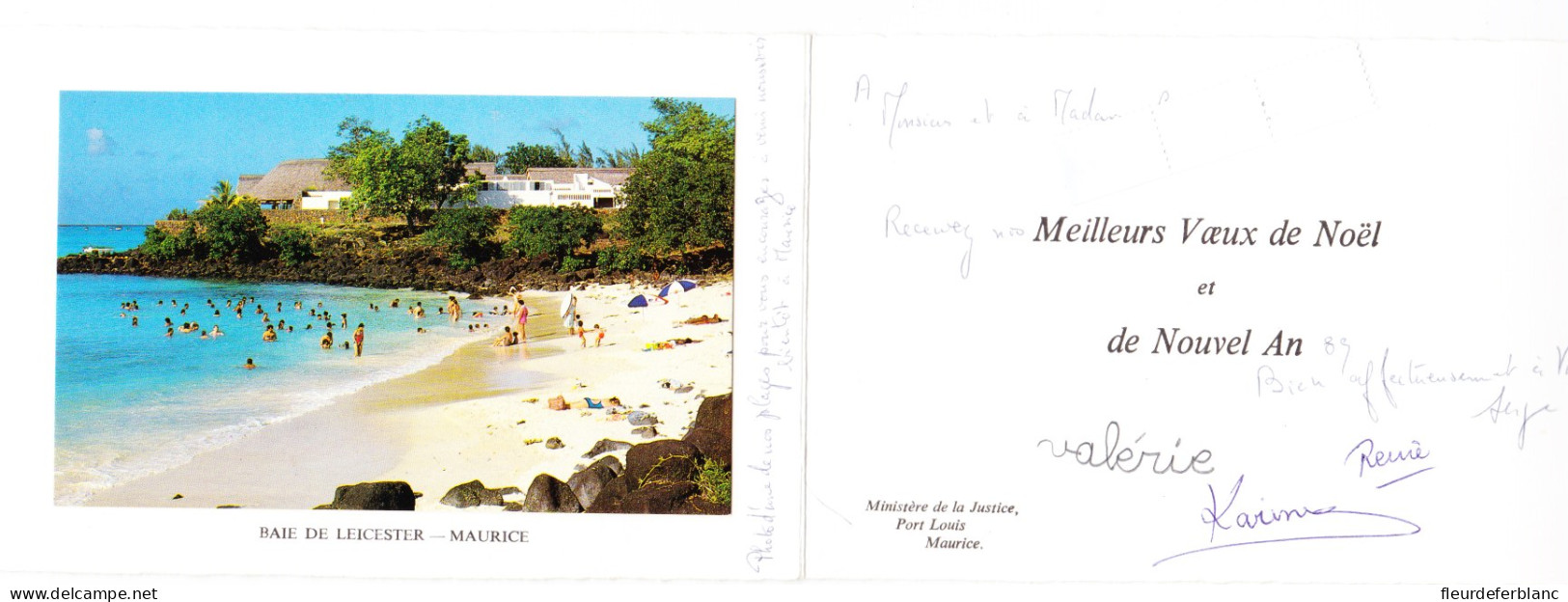 ILE MAURICE - Baie De Leicester - CPM Voeux 1989 En-tête: Ministère De La Justice, Port Louis - Blason: Stella Clavisque - Maurice