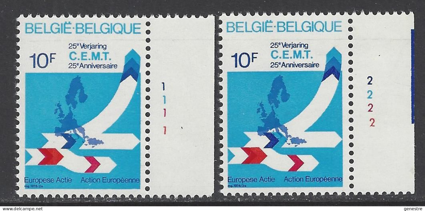 Belgique COB 1884 ** (MNH) - Planches 1 Et 2 - 1971-1980