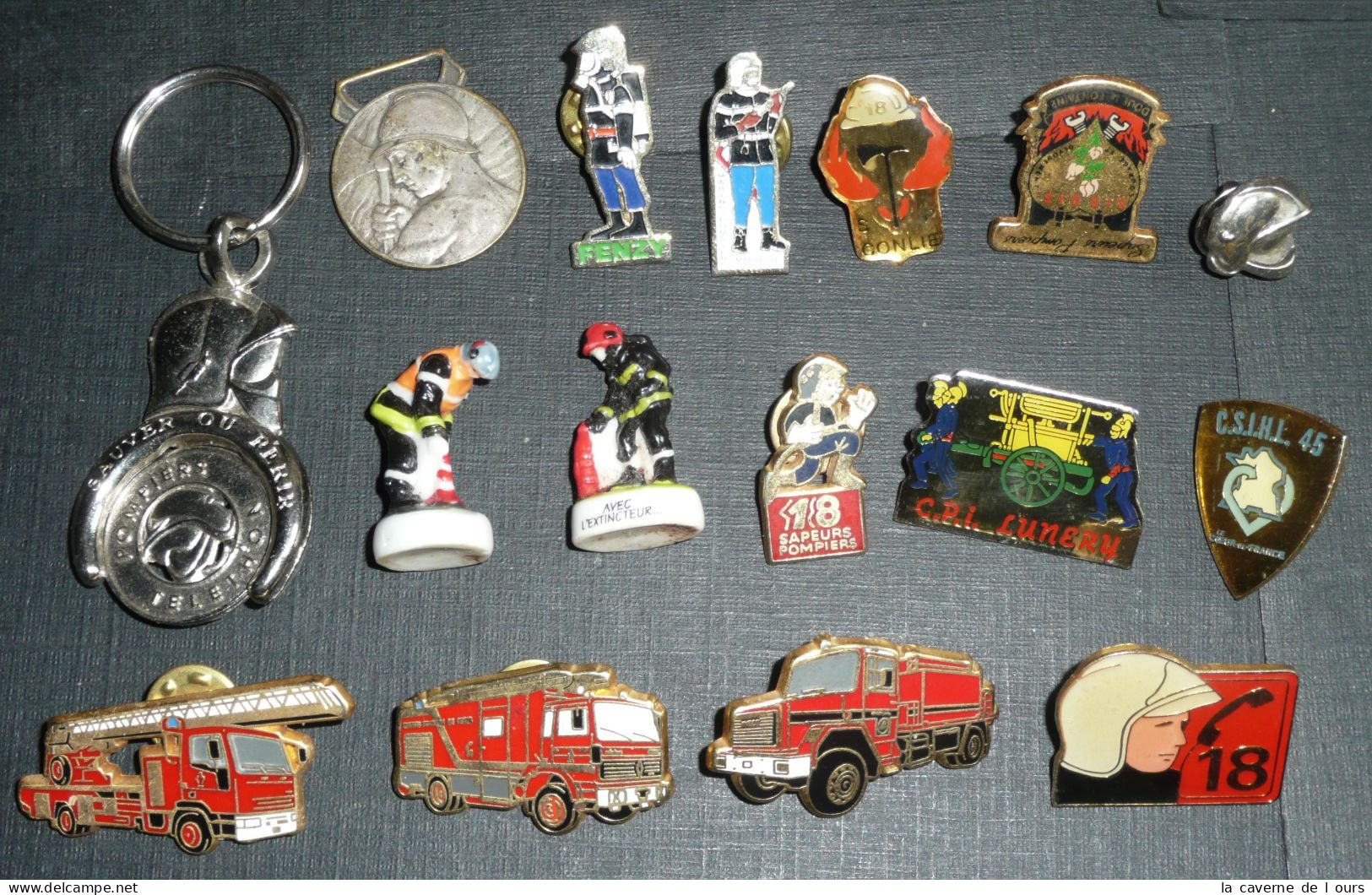 Lot Sapeurs-Pompiers, Pompier, Pin's, Fèves, Médaille, Jeton - Pompiers